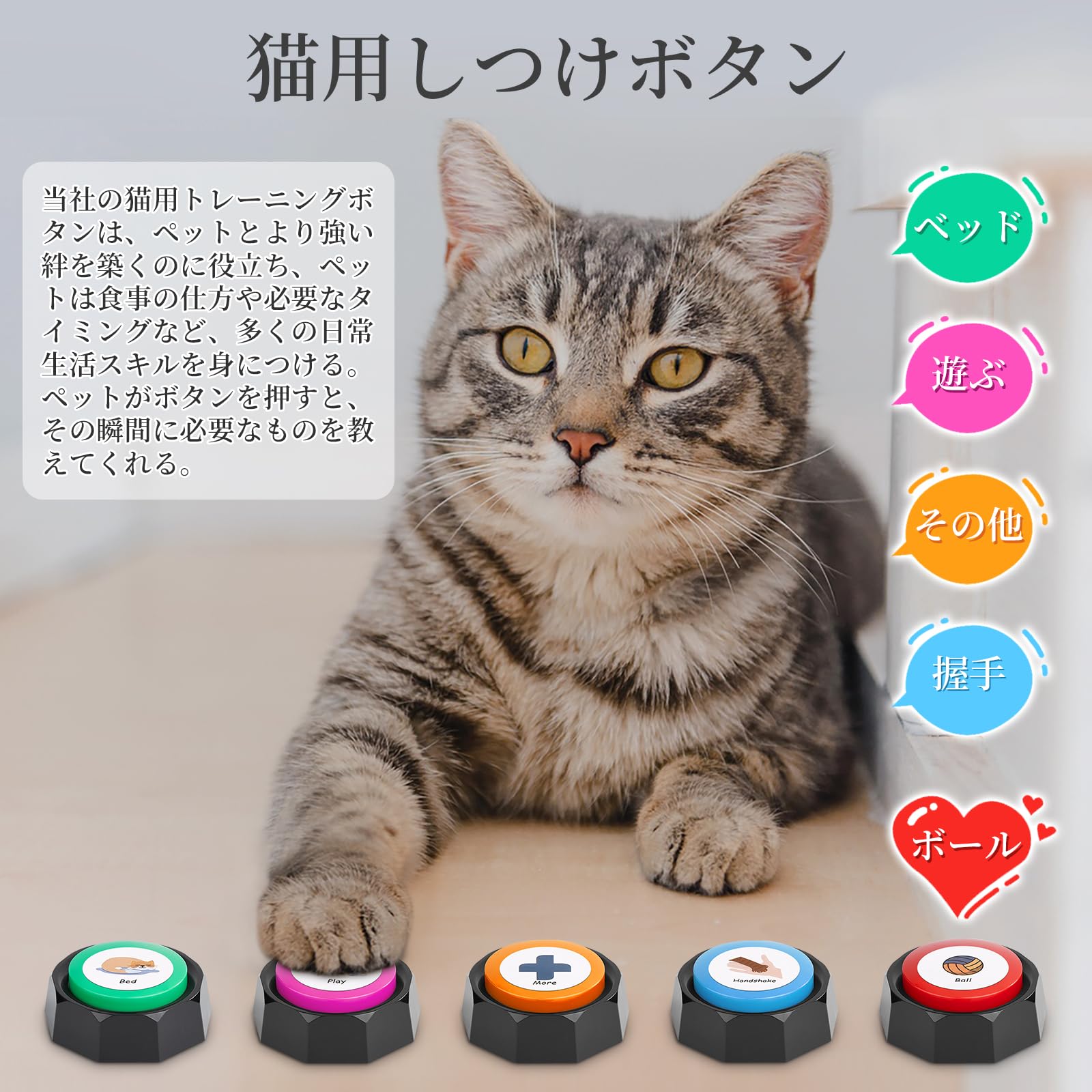 PWEZON 犬のボタン EVAマット付き 犬の録音可能なトレーニングボタン 犬のおしゃべりブザーボタン ステッカーとマット付き より大きくクリアな録音と再生メッセージ コミュニケーション用 (6つ)