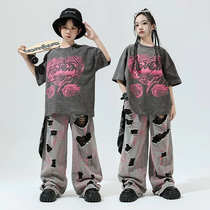 子供の街のダンスのファッション服hiphopの子供のファッションのクールなヒップホップのゆったりしたショーのスーツの男女の子供のジャズダンスの衣装