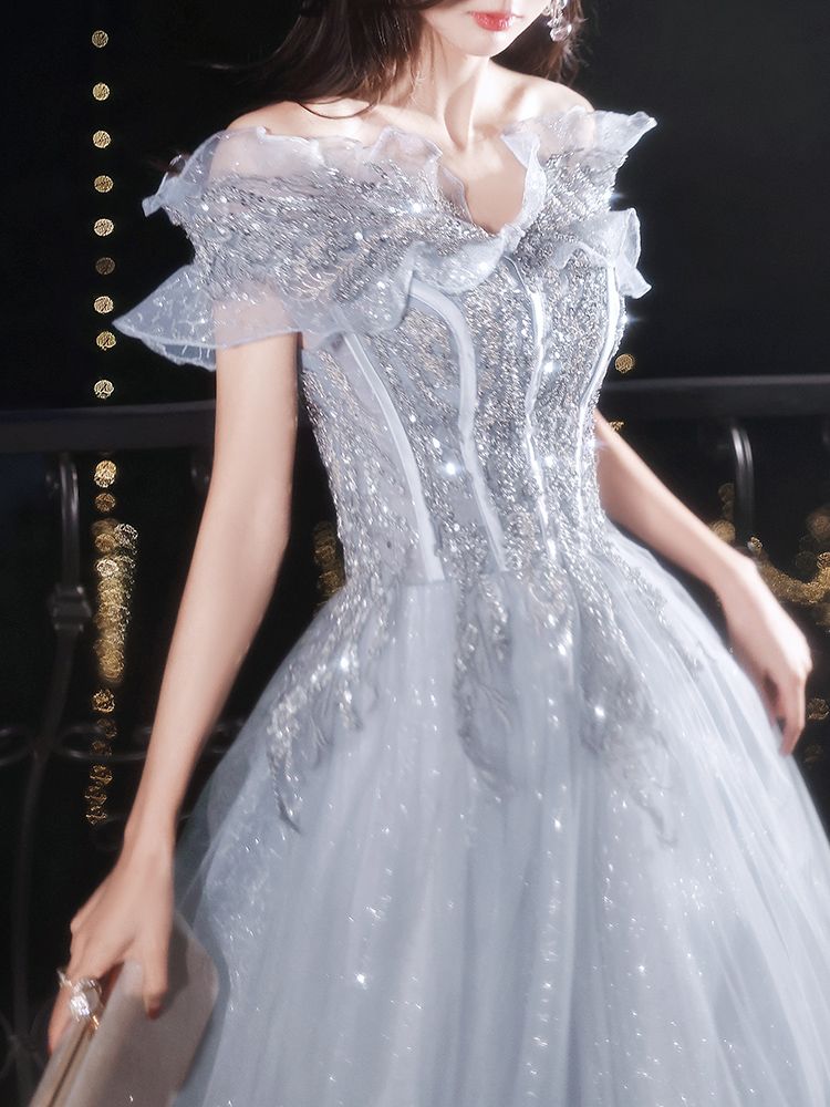 パーティードレス イブニングドレス 女性の花嫁介添人ドレス 光豪華な大人のドレス