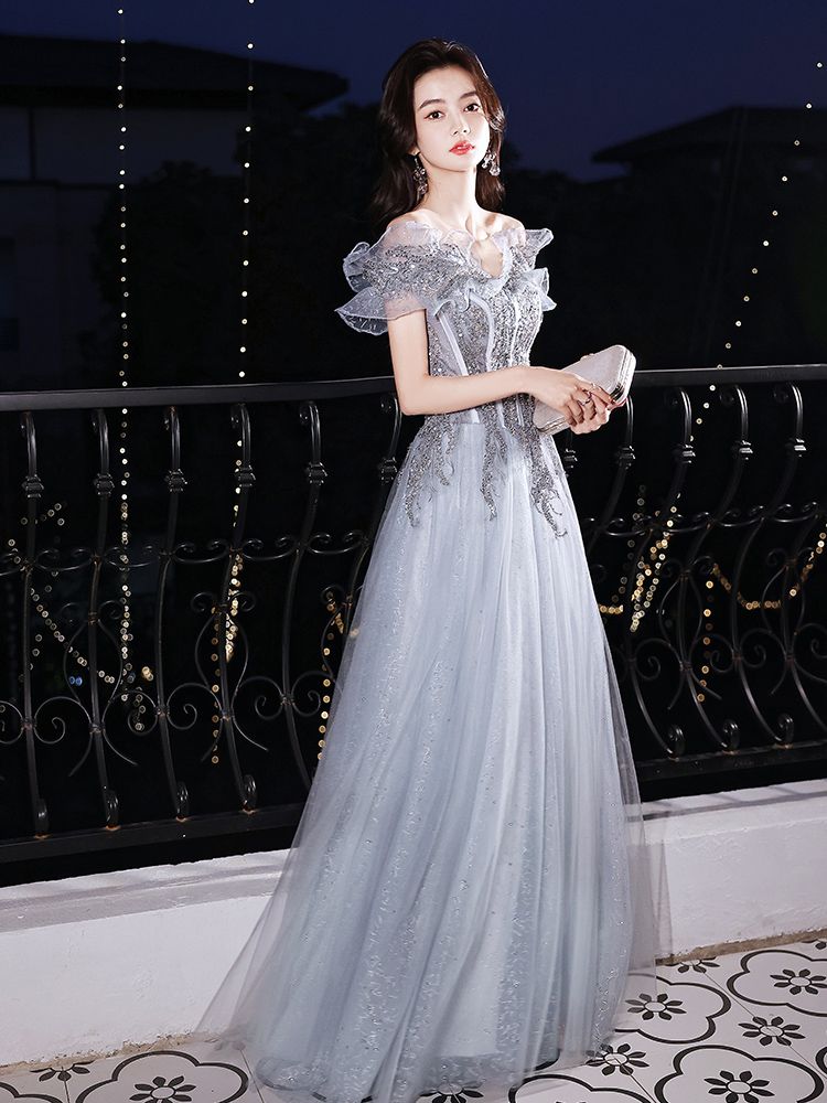 パーティードレス イブニングドレス 女性の花嫁介添人ドレス 光豪華な大人のドレス