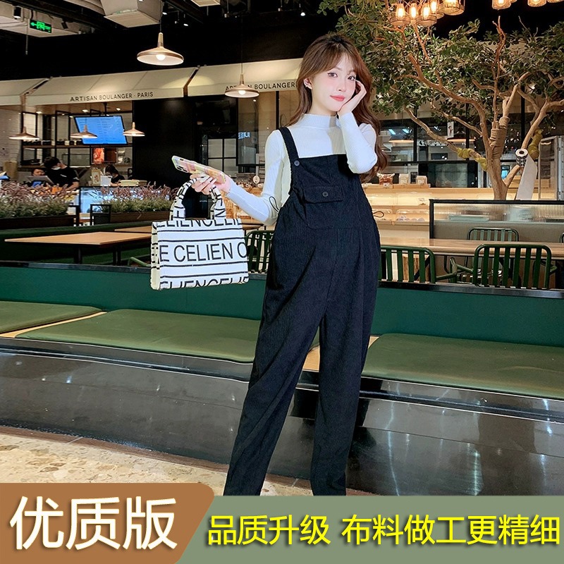 ハイエンドのカスタマイズ-マタニティウェア 春スーツ ファッション オーバーオール 大きいサイズ ゆったり 春秋 アウターウェア マタニティ パンツ ズボン セーター 2点セット
