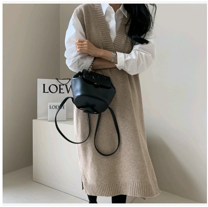 韓国ノースリーブVネックニット秋冬ウールニットワンピースミディアムセータータンクトップスカート 韓国ノースリーブVネックニット秋冬ウールニットワンピースミディアムセータータンクトップスカート