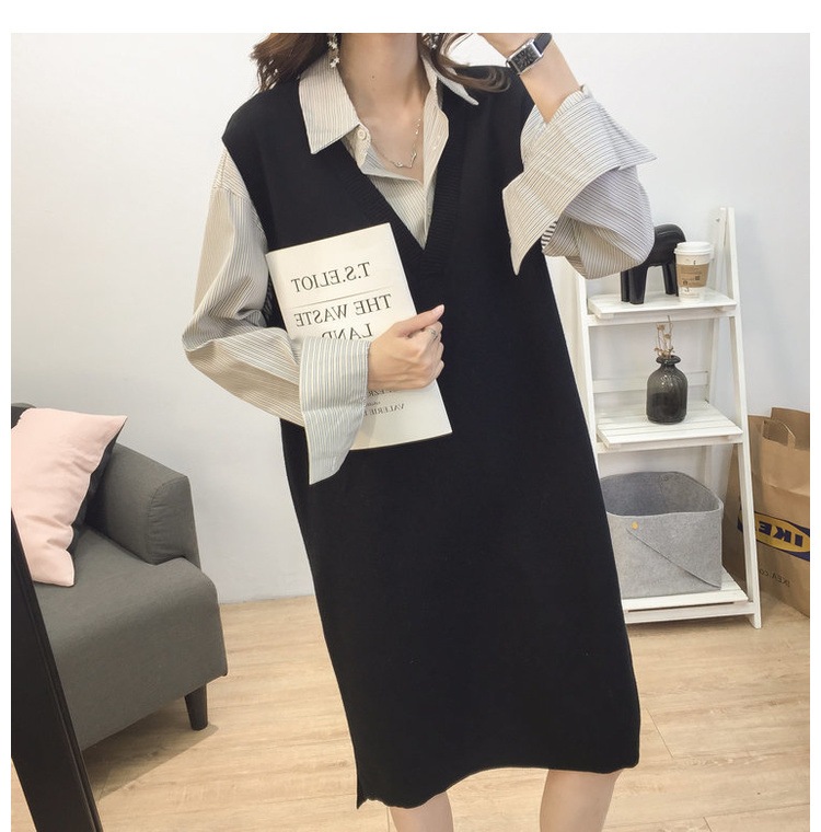 韓国ノースリーブVネックニット秋冬ウールニットワンピースミディアムセータータンクトップスカート 韓国ノースリーブVネックニット秋冬ウールニットワンピースミディアムセータータンクトップスカート