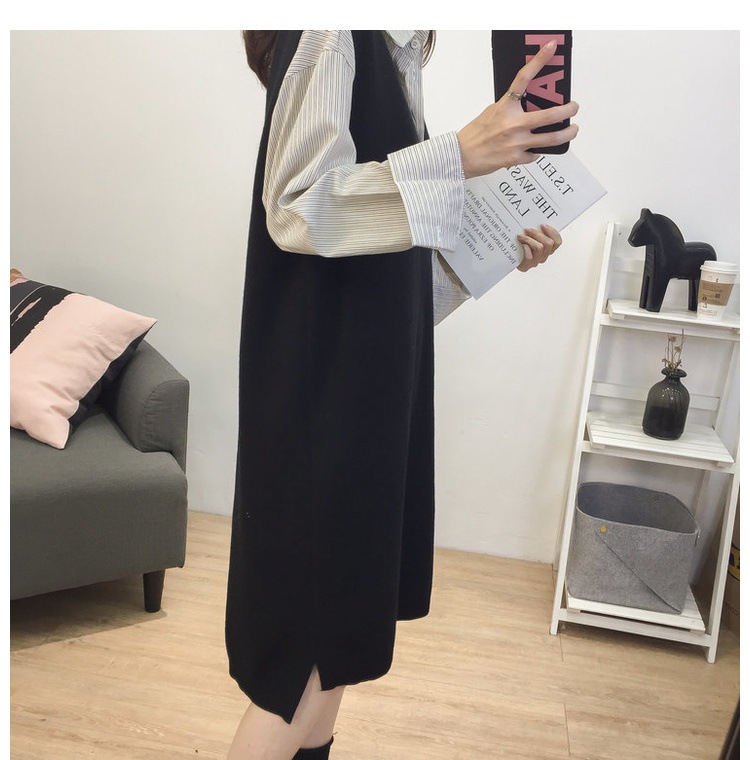 韓国ノースリーブVネックニット秋冬ウールニットワンピースミディアムセータータンクトップスカート 韓国ノースリーブVネックニット秋冬ウールニットワンピースミディアムセータータンクトップスカート