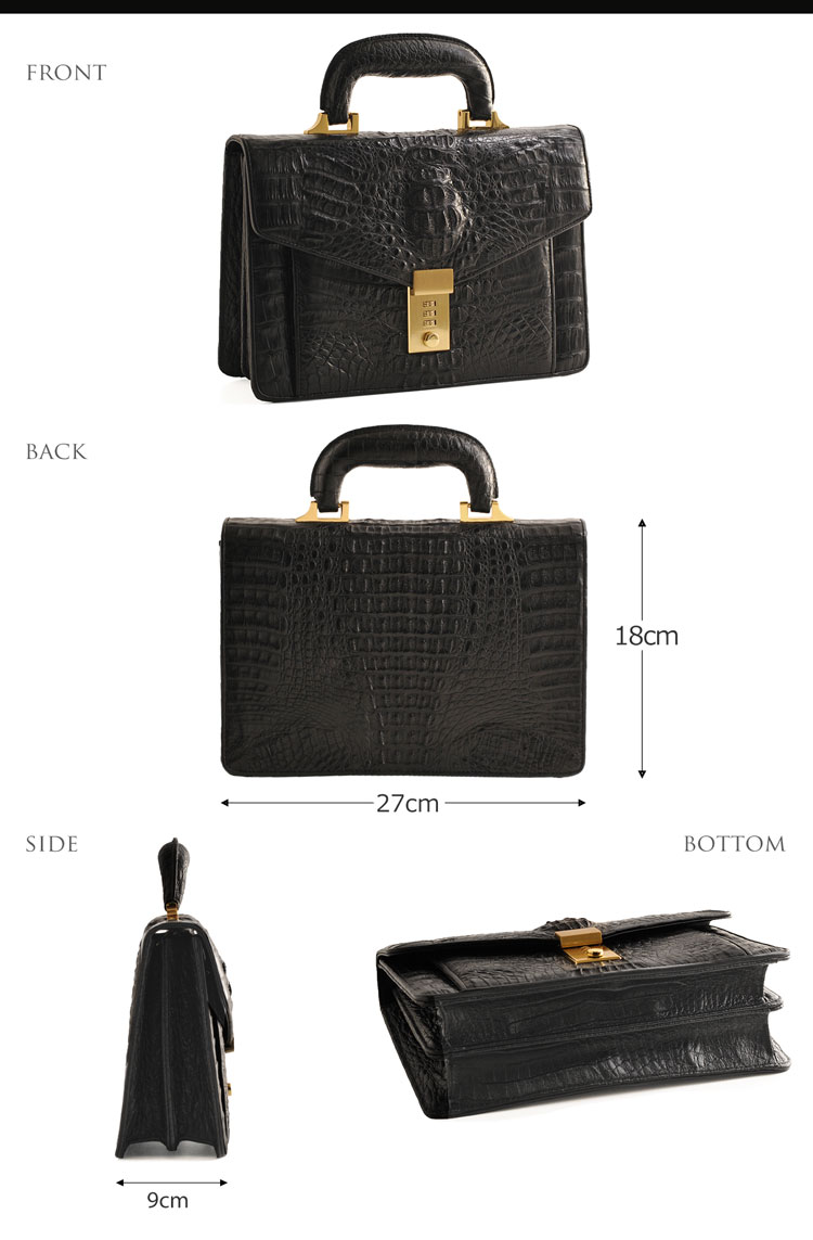 カイマン バック .:*:・' カイマン 牛革 型押し 鍵付き メンズ ビジネス ハンドバッグ ダイヤル