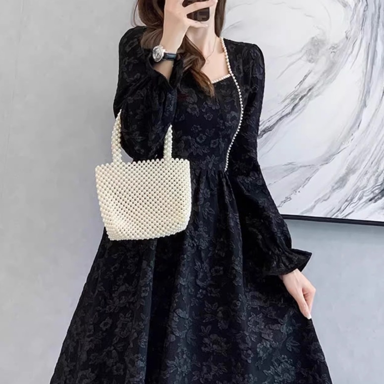 ドレス ワンピース パーティー 結婚式 二次会 披露宴 演奏会 発表会 ステージ ダンス ミモレ 長袖 スクエアネック 襟なし Aライン ハイウエスト 伸縮性 可愛い きれいめ シンプル ドレス ワンピース パーティー 結婚式 二次会 披露宴 演奏会 発表会 ステージ ダンス ミモレ 長袖 スクエアネック 襟なし Aライン ハイウエスト 伸縮性 可愛い きれいめ シンプル