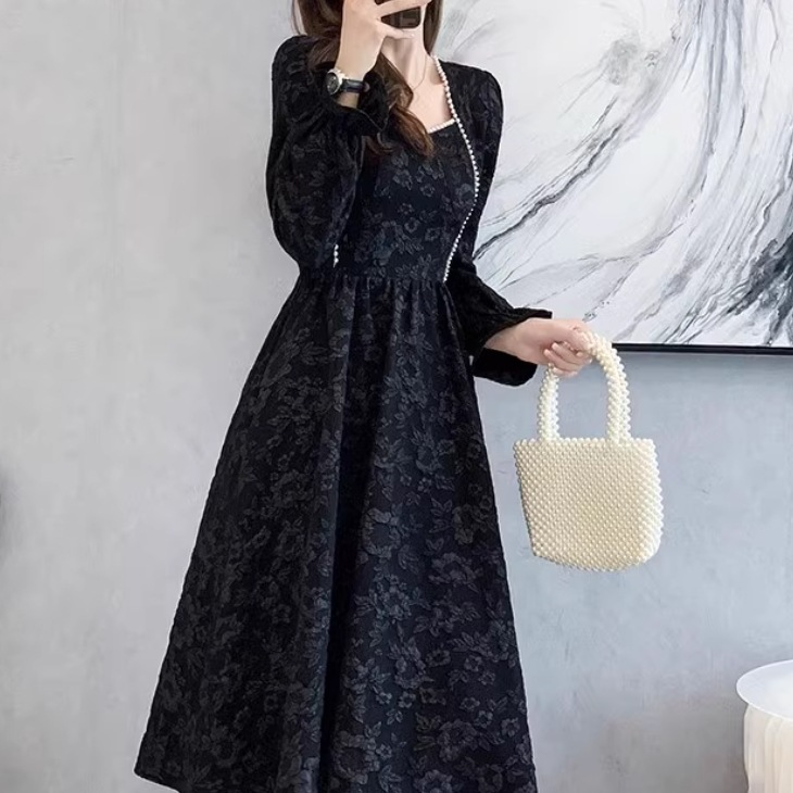 ドレス ワンピース パーティー 結婚式 二次会 披露宴 演奏会 発表会 ステージ ダンス ミモレ 長袖 スクエアネック 襟なし Aライン ハイウエスト 伸縮性 可愛い きれいめ シンプル ドレス ワンピース パーティー 結婚式 二次会 披露宴 演奏会 発表会 ステージ ダンス ミモレ 長袖 スクエアネック 襟なし Aライン ハイウエスト 伸縮性 可愛い きれいめ シンプル