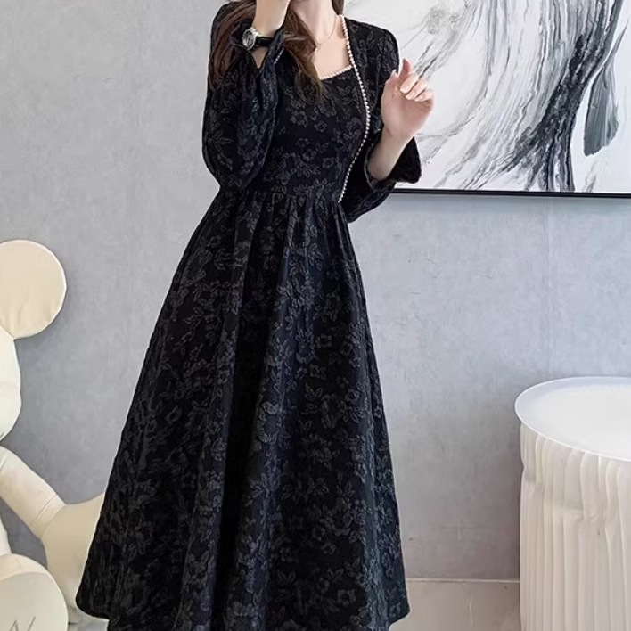 ドレス ワンピース パーティー 結婚式 二次会 披露宴 演奏会 発表会 ステージ ダンス ミモレ 長袖 スクエアネック 襟なし Aライン ハイウエスト 伸縮性 可愛い きれいめ シンプル ドレス ワンピース パーティー 結婚式 二次会 披露宴 演奏会 発表会 ステージ ダンス ミモレ 長袖 スクエアネック 襟なし Aライン ハイウエスト 伸縮性 可愛い きれいめ シンプル