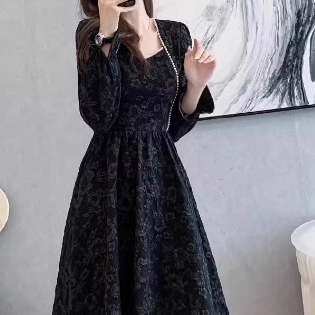 ドレス ワンピース パーティー 結婚式 二次会 披露宴 演奏会 発表会 ステージ ダンス ミモレ 長袖 スクエアネック 襟なし Aライン ハイウエスト 伸縮性 可愛い きれいめ シンプル ドレス ワンピース パーティー 結婚式 二次会 披露宴 演奏会 発表会 ステージ ダンス ミモレ 長袖 スクエアネック 襟なし Aライン ハイウエスト 伸縮性 可愛い きれいめ シンプル