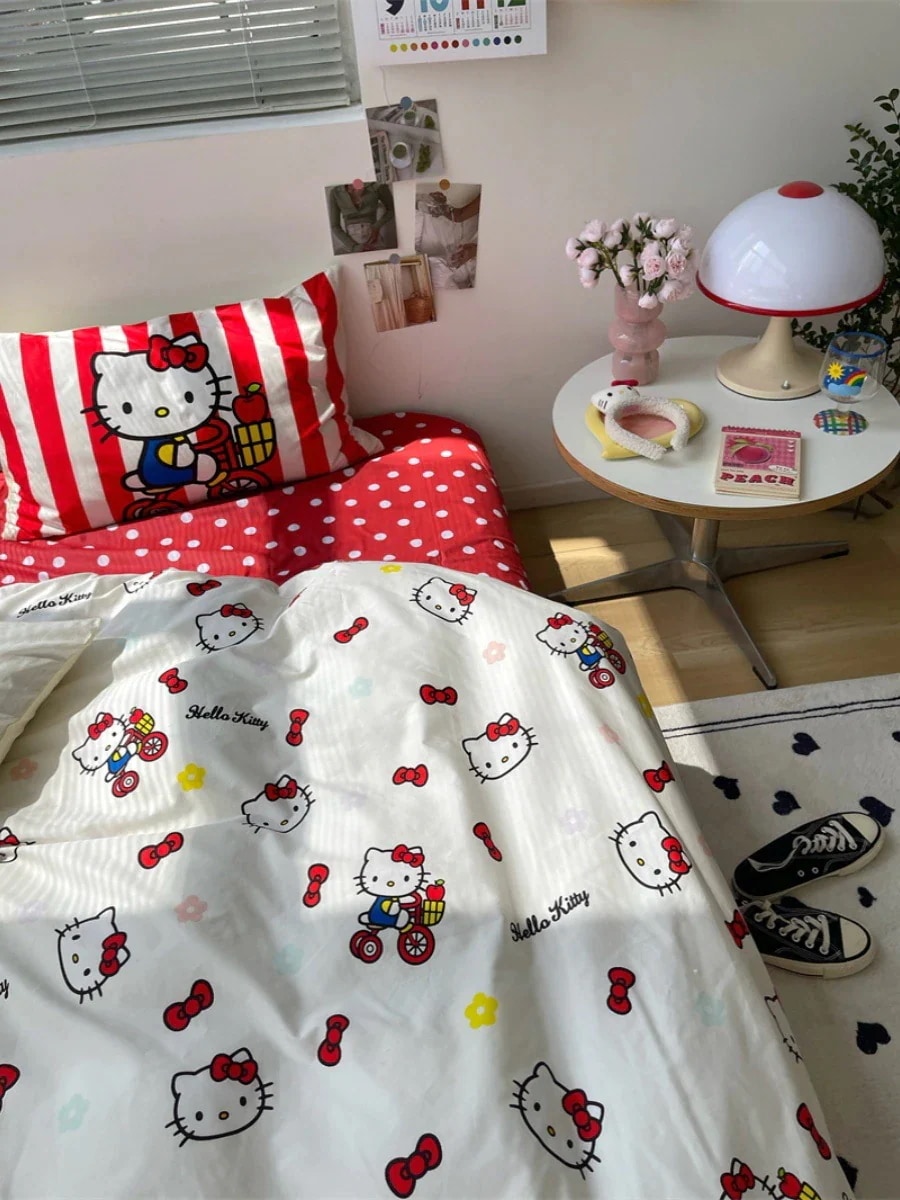 キティ スーパースイート ハローキティ 4点セット かわいい 40番手綿 4点セット 純綿 ベッドシーツ 掛け布団カバー キティ スーパースイート ハローキティ 4点セット かわいい 40番手綿 4点セット 純綿 ベッドシーツ 掛け布団カバー