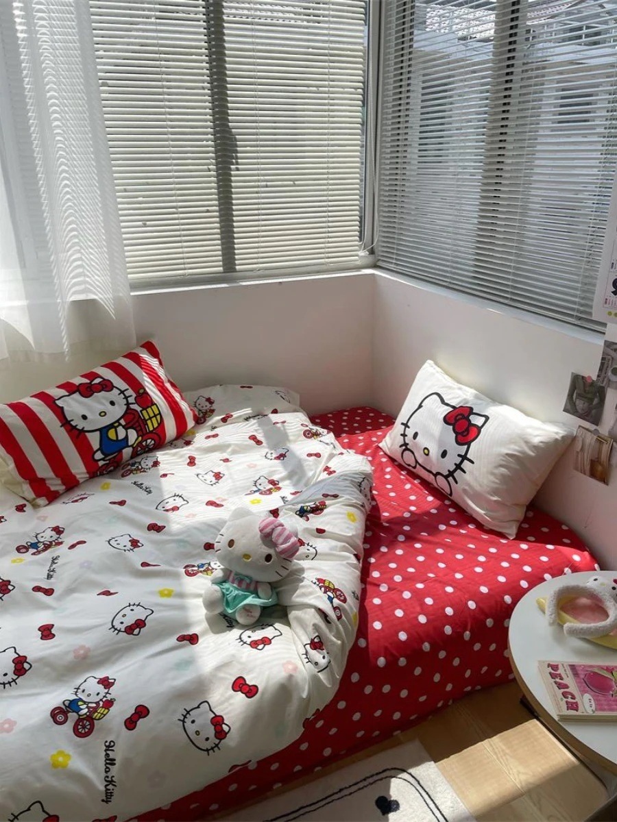 キティ スーパースイート ハローキティ 4点セット かわいい 40番手綿 4点セット 純綿 ベッドシーツ 掛け布団カバー キティ スーパースイート ハローキティ 4点セット かわいい 40番手綿 4点セット 純綿 ベッドシーツ 掛け布団カバー