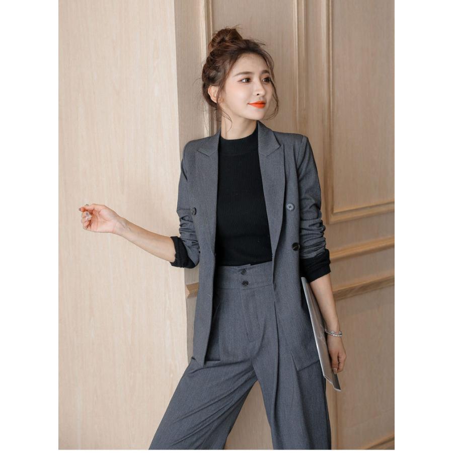 ビジネススーツ 卒業式 スーツ ワイドパンツ ゆったり おしゃれ 韓国風 入学式 ママスーツ 母 レディース パンツスーツ オフィス セットアップ
