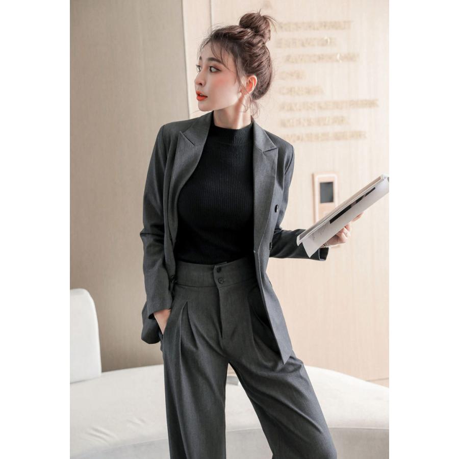 ビジネススーツ 卒業式 スーツ ワイドパンツ ゆったり おしゃれ 韓国風 入学式 ママスーツ 母 レディース パンツスーツ オフィス セットアップ