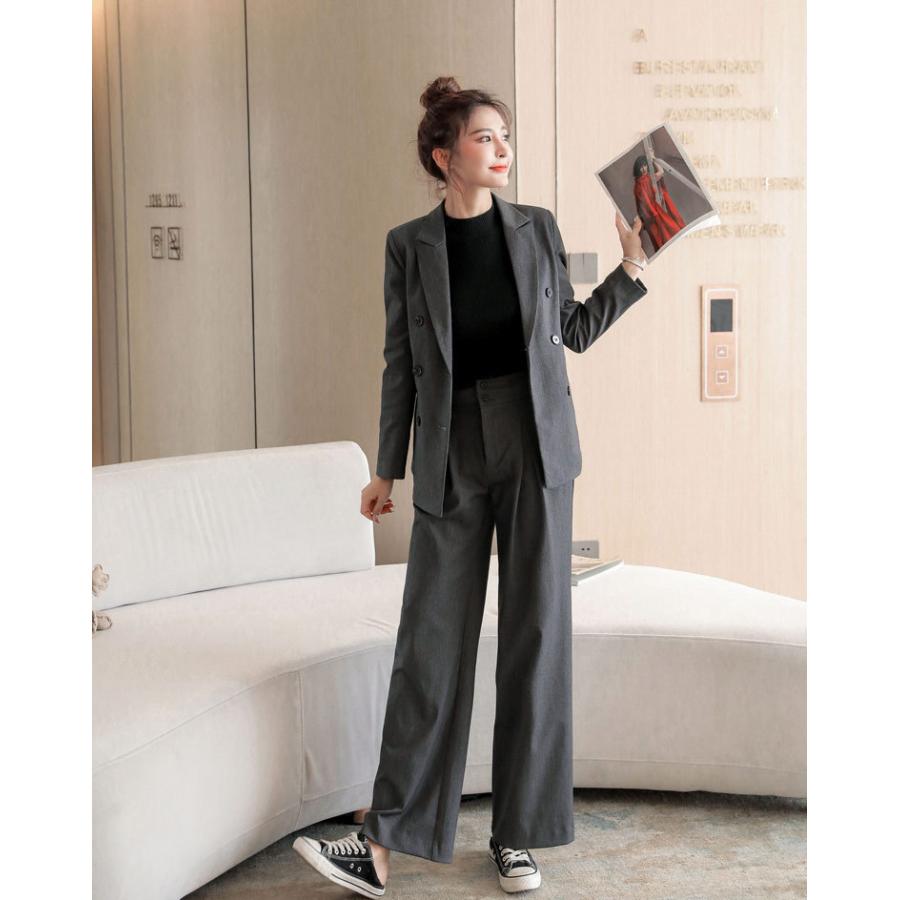 ビジネススーツ 卒業式 スーツ ワイドパンツ ゆったり おしゃれ 韓国風 入学式 ママスーツ 母 レディース パンツスーツ オフィス セットアップ
