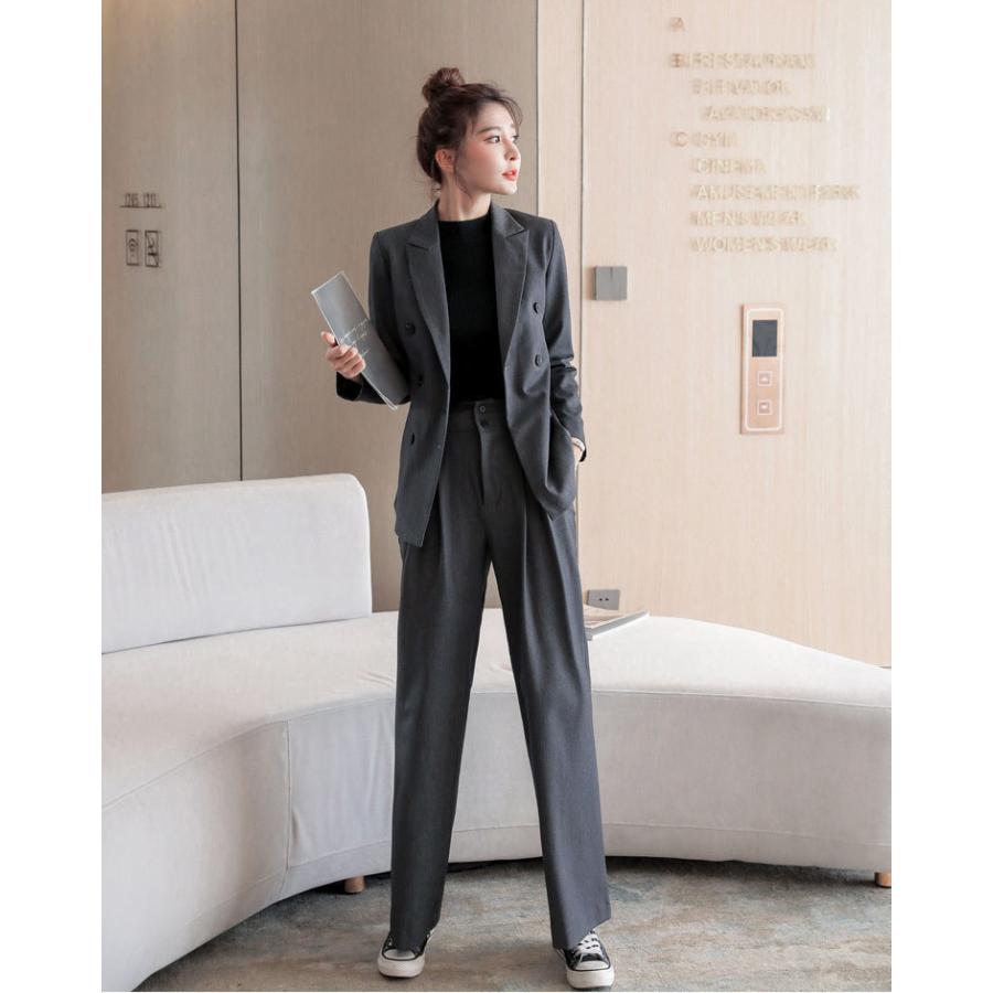 ビジネススーツ 卒業式 スーツ ワイドパンツ ゆったり おしゃれ 韓国風 入学式 ママスーツ 母 レディース パンツスーツ オフィス セットアップ