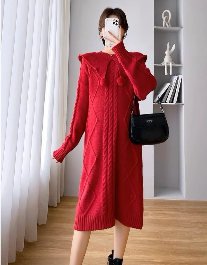 ワンピース マタニティ 全3色 授乳口付き ニット 襟付き ポンポン 長袖 ロング丈 クリスマスカラー レディース 大人可愛い ママコーデ ママファッション ママ服 マタニティウェア 人気 ワンピース マタニティ 全3色 授乳口付き ニット 襟付き ポンポン 長袖 ロング丈 クリスマスカラー レディース 大人可愛い ママコーデ ママファッション ママ服 マタニティウェア 人気