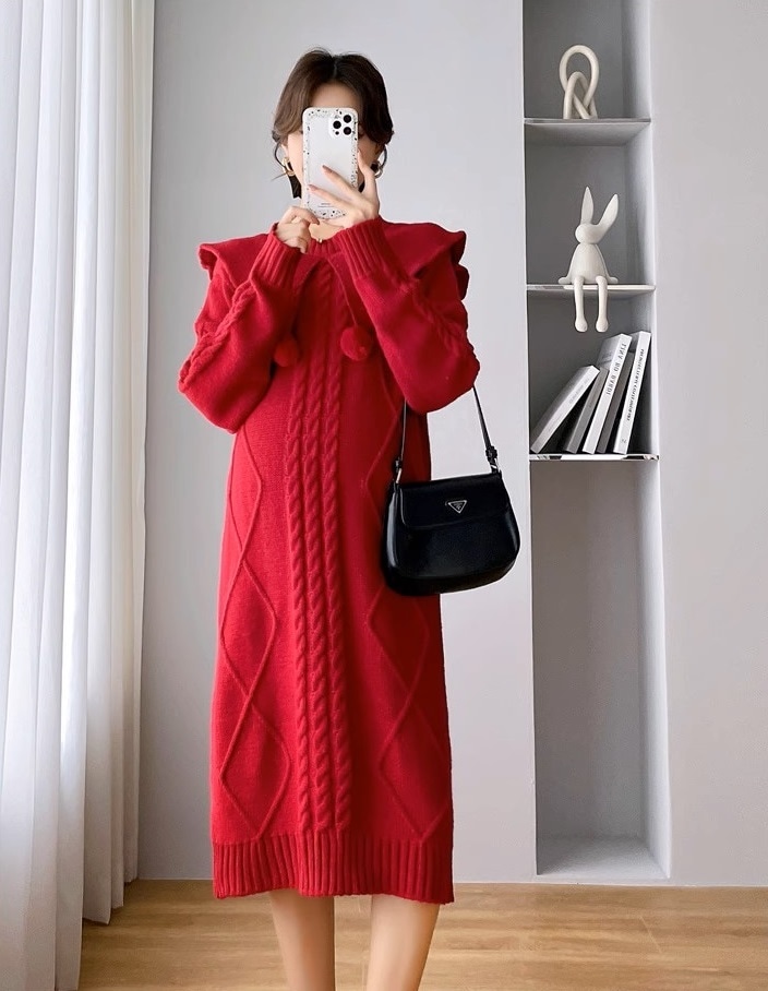 ワンピース マタニティ 全3色 授乳口付き ニット 襟付き ポンポン 長袖 ロング丈 クリスマスカラー レディース 大人可愛い ママコーデ ママファッション ママ服 マタニティウェア 人気 ワンピース マタニティ 全3色 授乳口付き ニット 襟付き ポンポン 長袖 ロング丈 クリスマスカラー レディース 大人可愛い ママコーデ ママファッション ママ服 マタニティウェア 人気