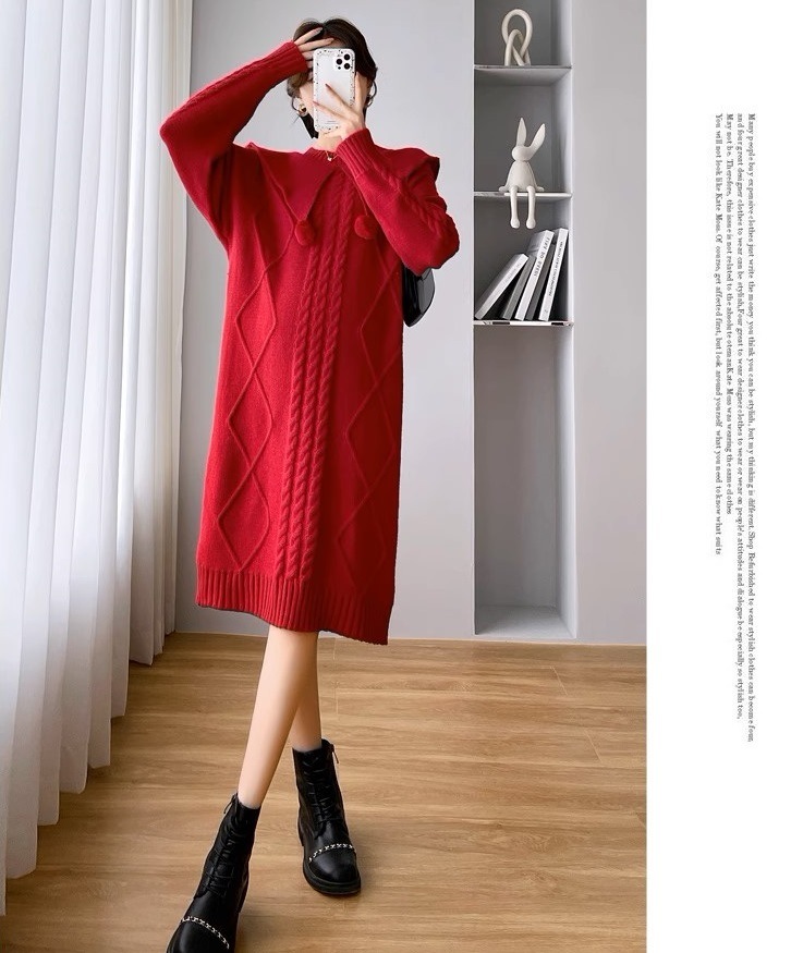 ワンピース マタニティ 全3色 授乳口付き ニット 襟付き ポンポン 長袖 ロング丈 クリスマスカラー レディース 大人可愛い ママコーデ ママファッション ママ服 マタニティウェア 人気 ワンピース マタニティ 全3色 授乳口付き ニット 襟付き ポンポン 長袖 ロング丈 クリスマスカラー レディース 大人可愛い ママコーデ ママファッション ママ服 マタニティウェア 人気