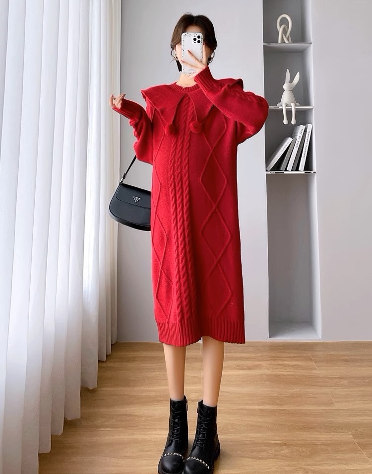 ワンピース マタニティ 全3色 授乳口付き ニット 襟付き ポンポン 長袖 ロング丈 クリスマスカラー レディース 大人可愛い ママコーデ ママファッション ママ服 マタニティウェア 人気 ワンピース マタニティ 全3色 授乳口付き ニット 襟付き ポンポン 長袖 ロング丈 クリスマスカラー レディース 大人可愛い ママコーデ ママファッション ママ服 マタニティウェア 人気