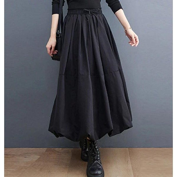 新品タグ付き【レリアン】ウエストゴム仕様 タック フレアスカート 黒 17+ 新品タグ付き【レリアン】ウエストゴム仕様 タック フレア