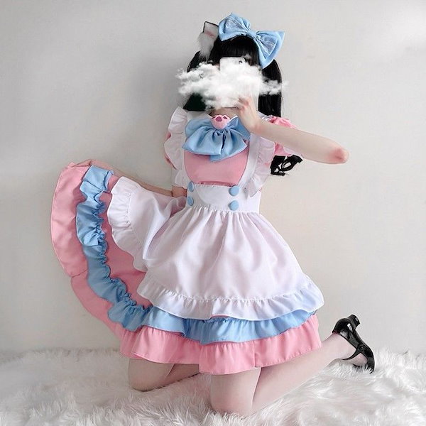 Qoo10] 日本製超可愛いピンクメイド服コスデイリー