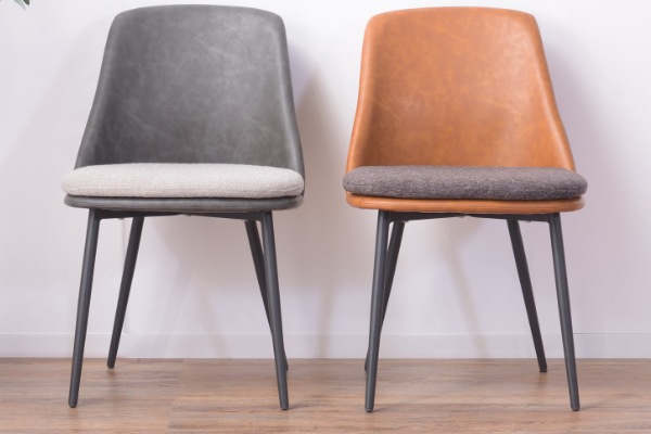チェア 2脚セット 座面高47cm ダイニングチェア レザー調 クッション ファブリック 布張り