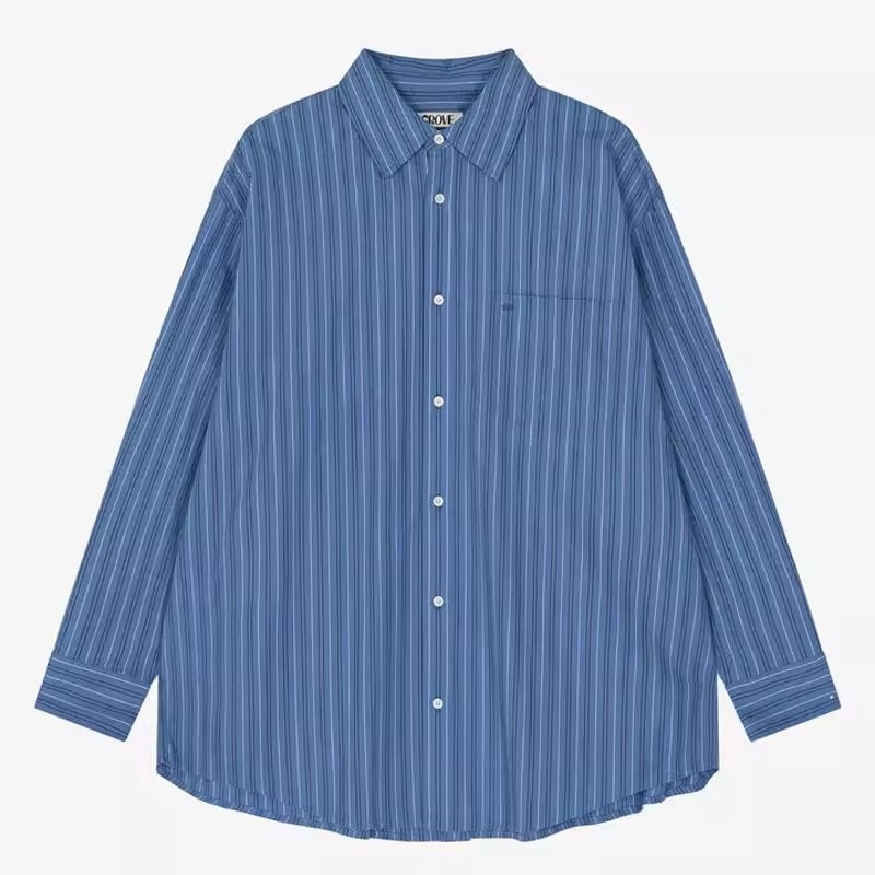 韓国新作 優しい雰囲気で年齢を感じさせない ベーシックで万能搭配 韓風アカデミックスタイル カラーブロックストライプ ボタンダウンシャツ レディース 韓国新作 優しい雰囲気で年齢を感じさせない ベーシックで万能搭配 韓風アカデミックスタイル カラーブロックストライプ ボタンダウンシャツ レディース