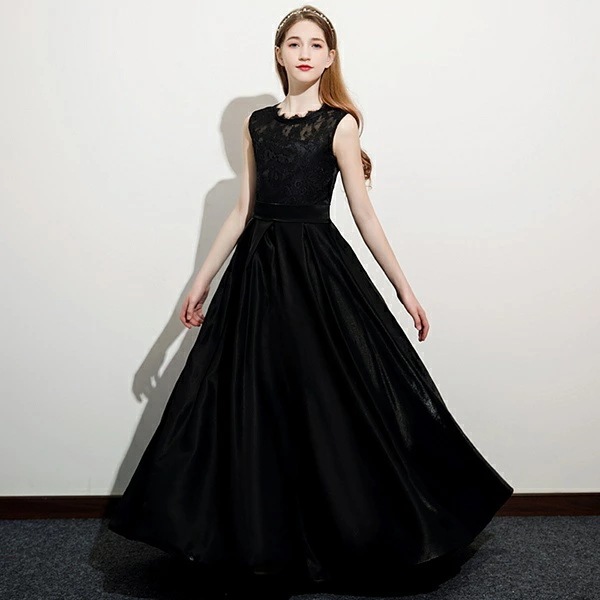 ドレス 子供 ピアノ 発表会 ピアノ発表会 中学生 ワンピース 女の子 ロングドレス 結婚式 ジュニア ピアノ発表会ドレス ノースリーブ 黒 パーティードレス イブニングドレス ロング キッズ 黒 ラ