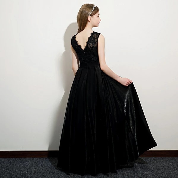ドレス 子供 ピアノ 発表会 ピアノ発表会 中学生 ワンピース 女の子 ロングドレス 結婚式 ジュニア ピアノ発表会ドレス ノースリーブ 黒 パーティードレス イブニングドレス ロング キッズ 黒 ラ