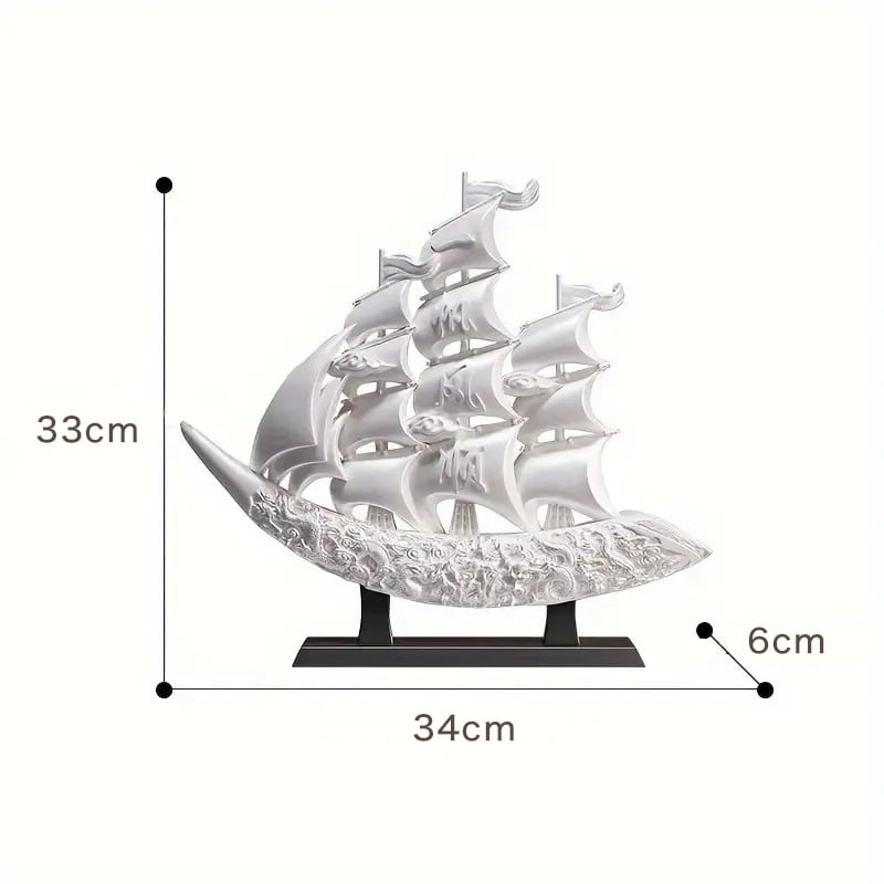 卓上オブジェ 帆船 白 置物 船 インテリア デコレーション リビングルーム ダイニングルーム ベッドルーム 書斎 玄関 ショップ ホテル 豪華 大きい 目立つ 縁起物 装飾 贈り物