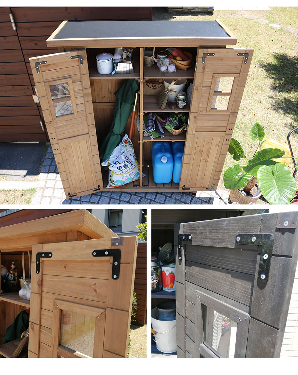 天然木製カントリー小屋 薄型 物置 倉庫 収納庫 天然木 木製 庭 物入れ おしゃれ 大型 北欧 ガーデニング 屋外 木製収納庫 diy 物置小屋 キット 棚 木目調