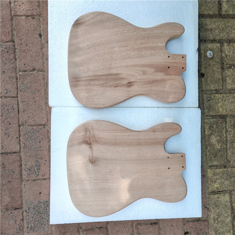 ギター用　ボディ　① エレキギターボディ水波模様の皮張り一体型桃花心木 TLギター用