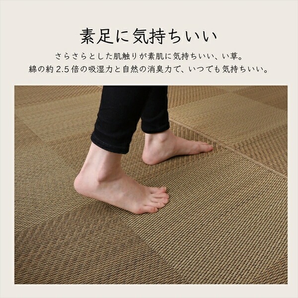 い草 カーペット ござ 江戸間3畳 約174x261cm ブラウン 防炎 抗菌 防臭 市松柄