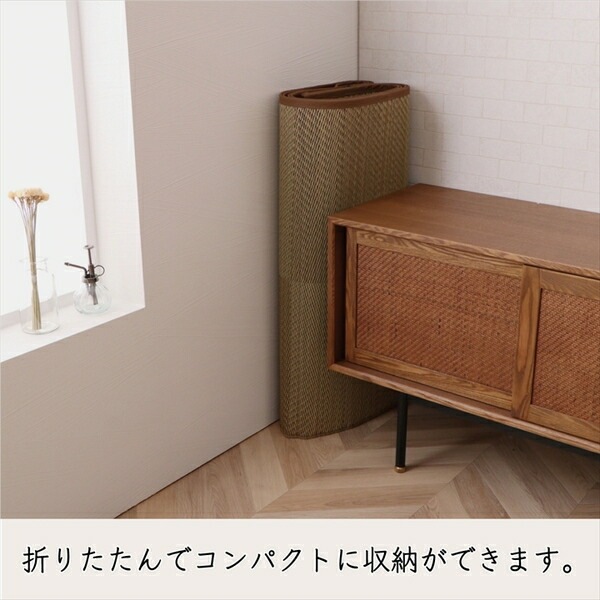 い草 カーペット ござ 江戸間3畳 約174x261cm ブラウン 防炎 抗菌 防臭 市松柄