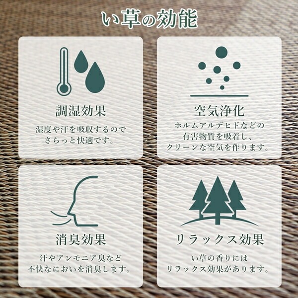 い草 カーペット ござ 江戸間3畳 約174x261cm ブラウン 防炎 抗菌 防臭 市松柄