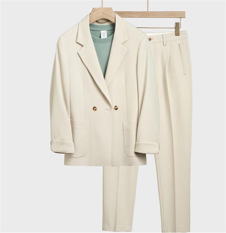 INSスタイル カッコいい トレンド 春秋 スーツコート カジュアル 洋服 スーツ ゆったりする ロングパンツ 肌にやさしい