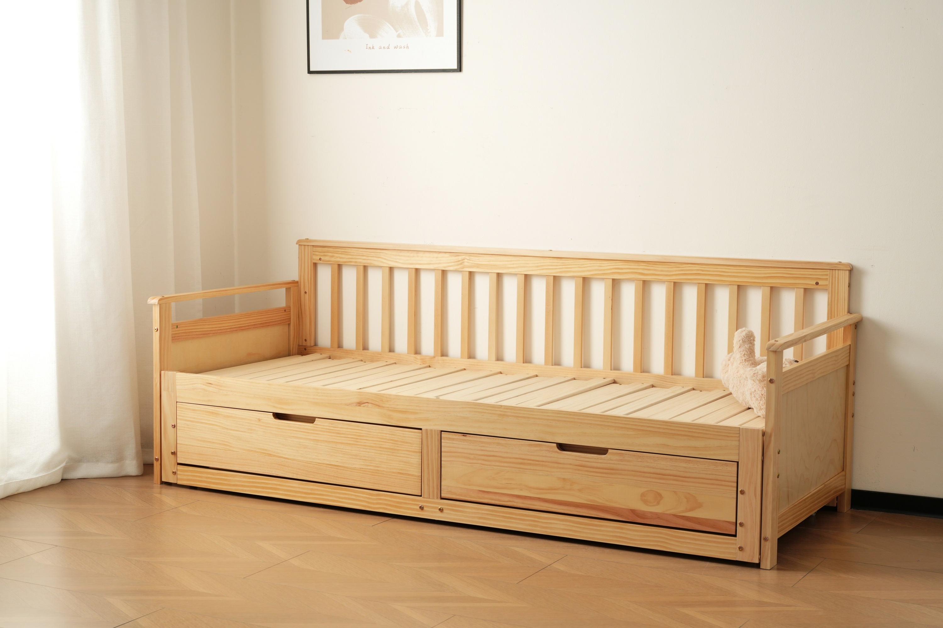 【大好評!最安値挑戦!】【国内即発送】ソファベッド ディベッド 伸長式ベッド 木製 引き出し付き 収納付き おしゃれ 2way 天然木 パイン材 すのこ仕様【ナチュラル】 【大好評!最安値挑戦!】【国内即発送】ソファベッド ディベッド 伸長式ベッド 木製 引き出し付き 収納付き おしゃれ 2way 天然木 パイン材 すのこ仕様【ナチュラル】