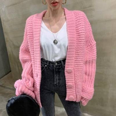 ビッグボタン Vネック ニット カーディガン レディース トップス ローゲージ ざっくり編み 袖あり 長袖 ボリューム袖 前開き ゆったり ポケット付き シンプル カジュアル 大人可愛い おしゃれ ビッグボタン Vネック ニット カーディガン レディース トップス ローゲージ ざっくり編み 袖あり 長袖 ボリューム袖 前開き ゆったり ポケット付き シンプル カジュアル 大人可愛い おしゃれ