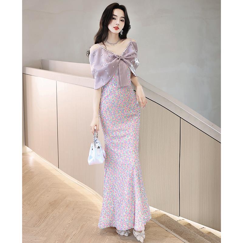 宴会気質イブニングドレス2025新しいフィッシュテール パーティードレス 結婚式 宴会気質イブニングドレス2025新しいフィッシュテール パーティードレス 結婚式