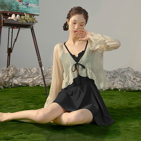 Qoo10] Hot!!!新作水着お腹が隠れる薄手の長