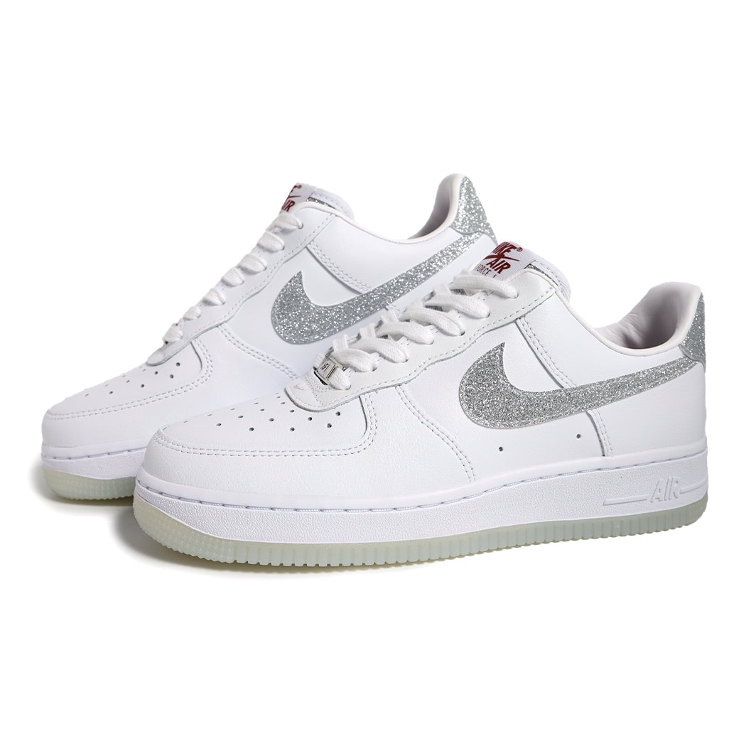 NIKE ナイキ ウィメンズ エアフォース スニーカー WMNS AIR FORCE 1 07 LX GLITTER SWOOSH ( 白 ホワイト ラメ レディース HQ3461-191 )