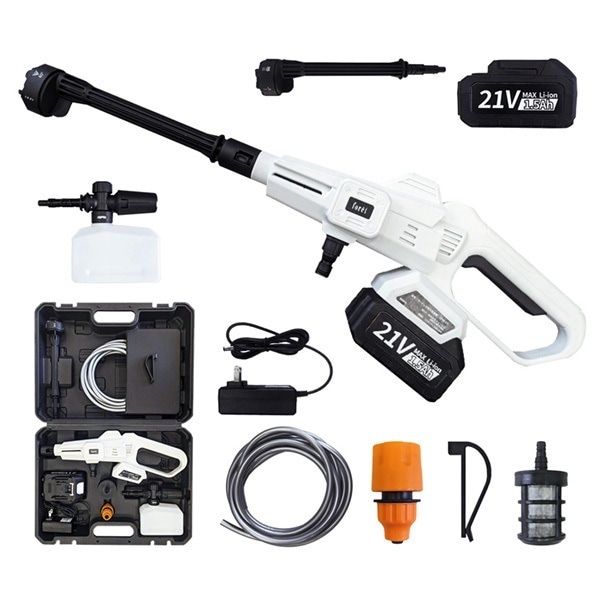 高圧洗浄機 コードレス 充電式 ハンディウォッシャー 洗車 洗車機 洗車用品 外壁 コケ 除去 車掃除 高圧 大掃除 CPW-21 foret [充電式コードレス高圧洗浄機]