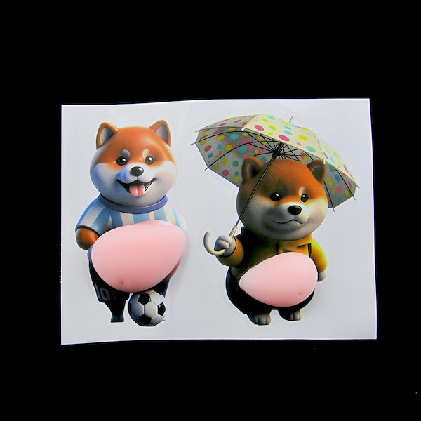 Qoo10] 「2枚入り」3D柴犬お腹ステッカー 3D