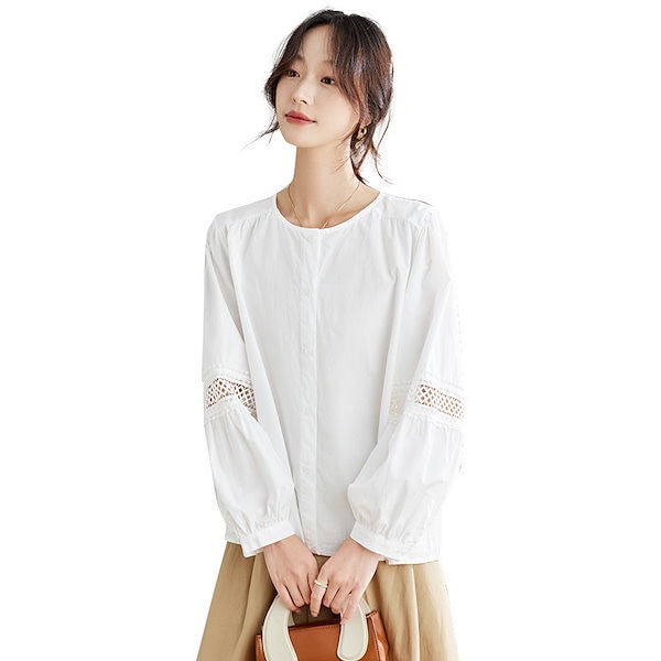 Qoo10] 【早割SALE！】ラウンドネック白シャツ