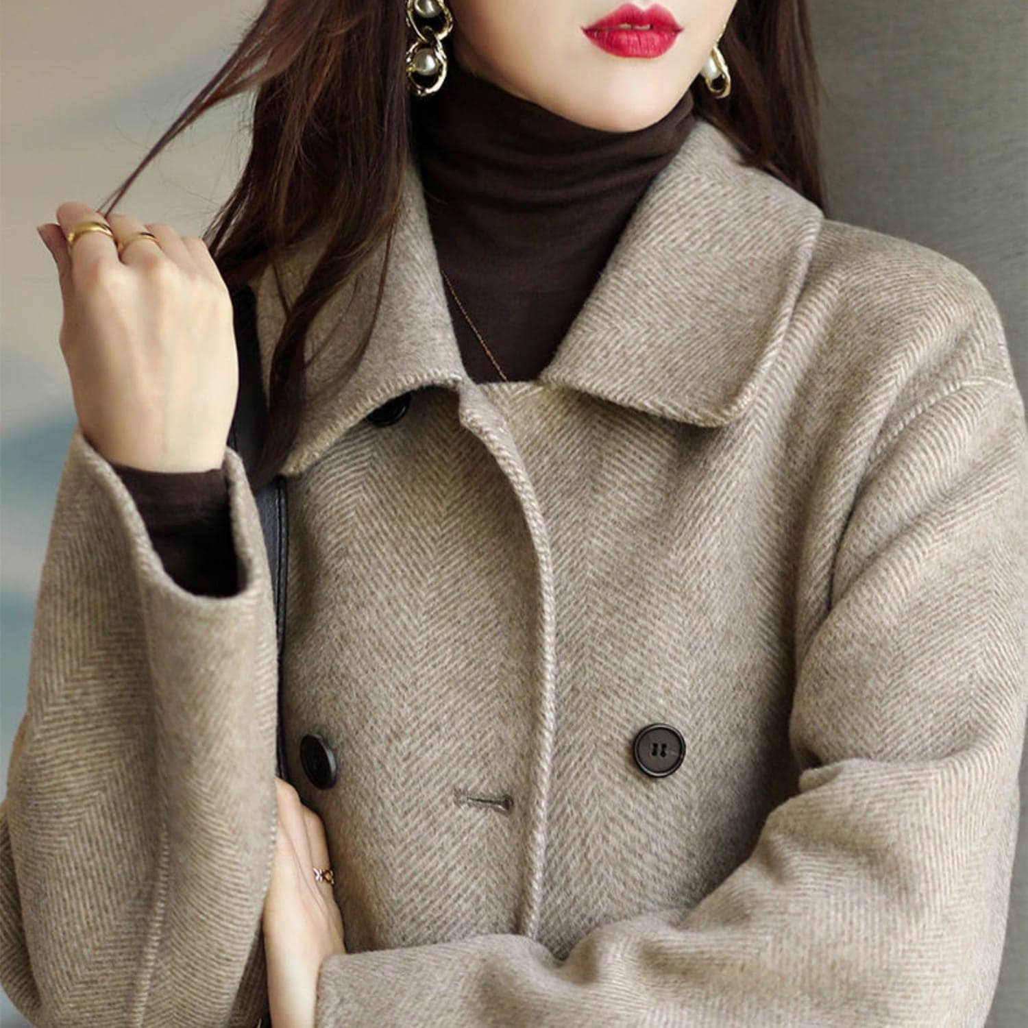 【送料無料】ラシャ コート 加厚 アウター 着痩せ ブラウス ロング丈 体形カバー 裏起毛ファッション 【送料無料】ラシャ コート 加厚 アウター 着痩せ ブラウス ロング丈 体形カバー 裏起毛ファッション