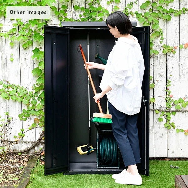 物置 屋外 おしゃれ 大型 (幅79奥行50高さ162) 鍵付き ISM-750 ブラック