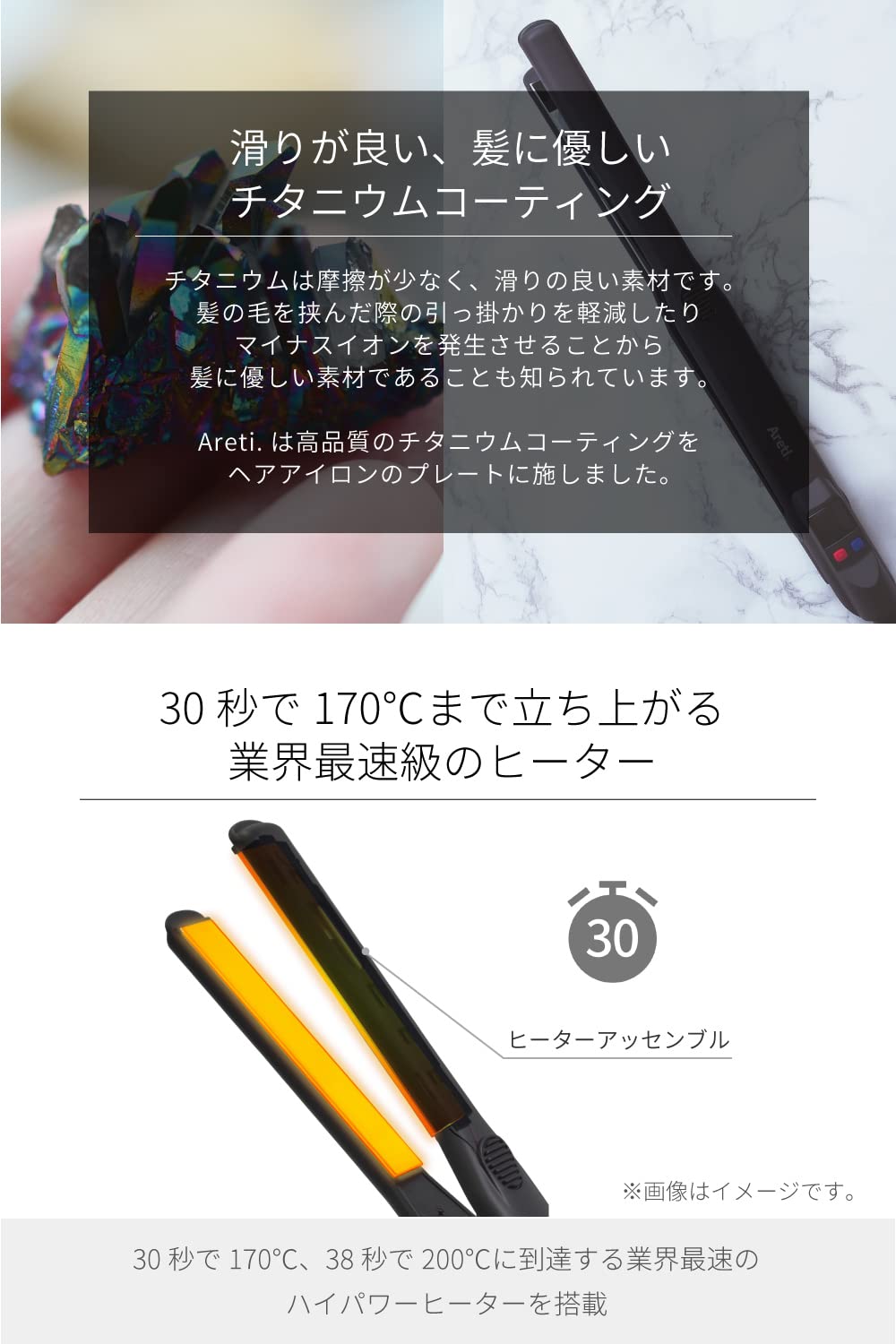 Areti(アレティ) ヘアアイロン ストレート & カール 2way 15mm マイナスイオン メンズ i628BK プレシジョン Areti(アレティ) ヘアアイロン ストレート & カール 2way 15mm マイナスイオン メンズ i628BK プレシジョン