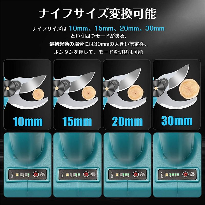 【期間限定】充電式剪定ばさみ 電動剪定バサミ 電動剪定ばさみ コードレス マキタ18Vバッテリーに対応 切断枝径30mm 剪定 ハサミ 庭木/枝切り/果樹用 剪定鋏 ナイフサイズ変換可能 軽量 片手操 【期間限定】充電式剪定ばさみ 電動剪定バサミ 電動剪定ばさみ コードレス マキタ18Vバッテリーに対応 切断枝径30mm 剪定 ハサミ 庭木/枝切り/果樹用 剪定鋏 ナイフサイズ変換可能 軽量 片手操