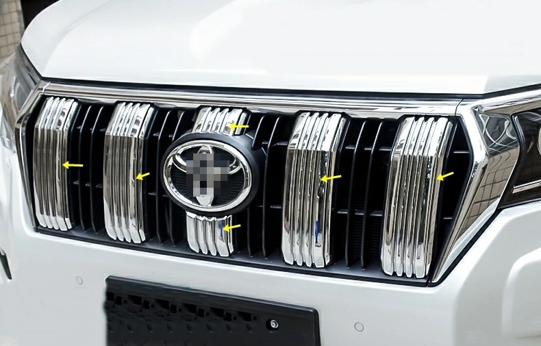 トヨタ ランドクルーザープラド 150系 用 フロント ラジエータグリル トリム 保護 パーツ 6ピース 2種可選