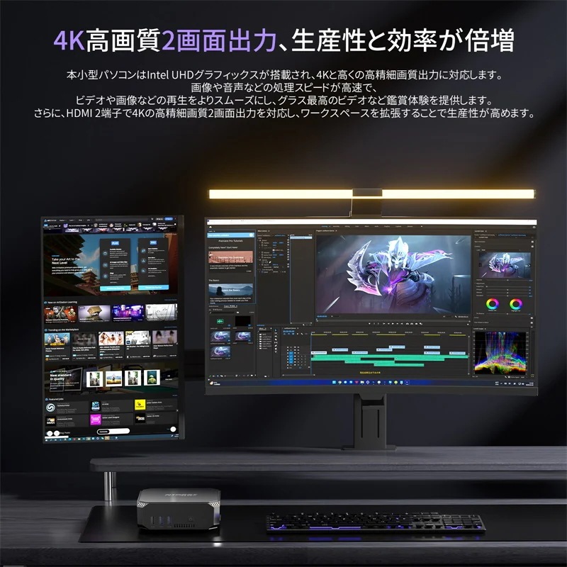 ミニPC Alder Lake N100 デスクトップpc ミニパソコン 4C4T 3.4GHz 16GB DDR4 1TB SSD 2画面出力 2TB増設 放熱静音 4K 小型pc